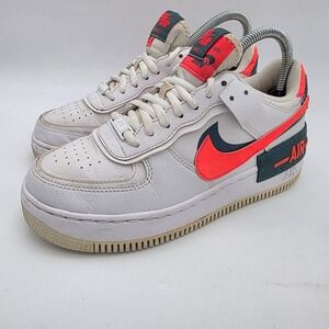 Nike Air Force 1 Shadow Basketball Shoes Women's 7 White Solar Red DB3902-100